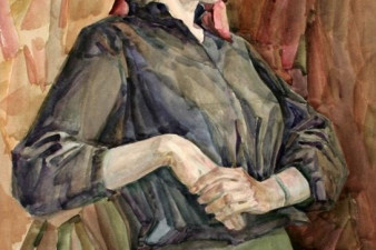 Портрет. Первушина Нина, б., акв., 1989 г.